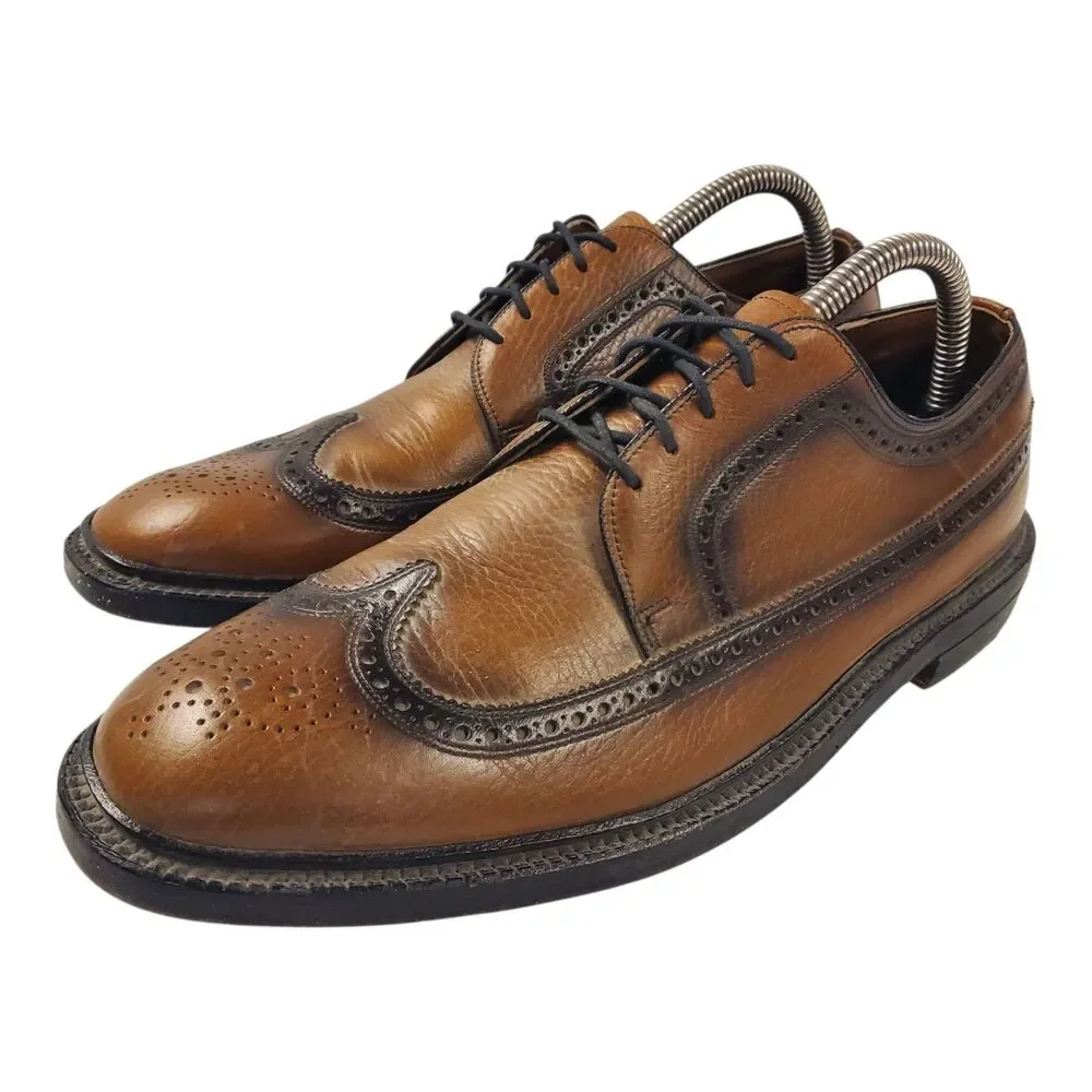 Vintage FREEMAN Shoes Mens Size 8 Brown Leather Wingtip Oxford Brogue Preppy